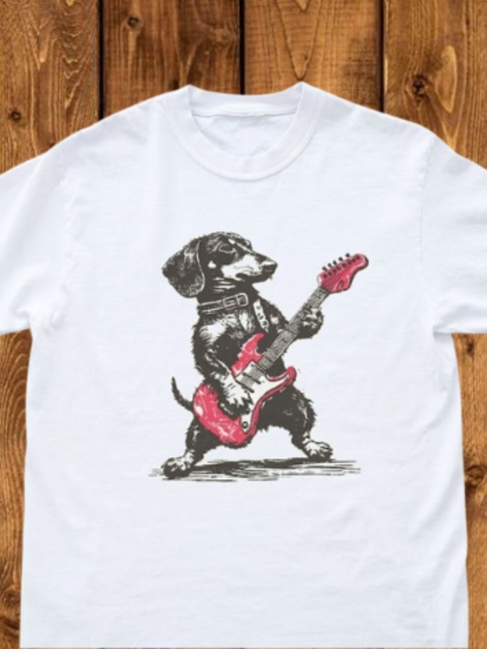 Rock Doxie Shirt – Dachshund Weenie Playing Guitar T-Shirt